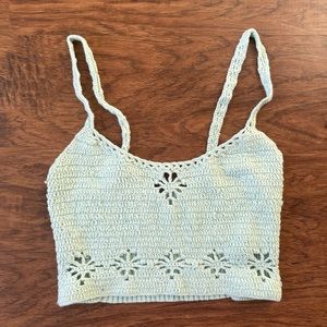 Free people sage green crochet crop top small